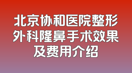 北京协和医院整形外科隆鼻手术效果及费用介绍