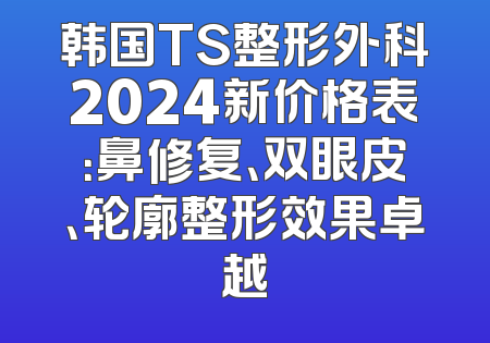 韩国TS整形外科2024新价格表：鼻修复、双眼皮、轮廓整形效果卓越