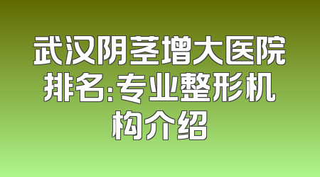 武汉阴茎增大医院排名：专业整形机构介绍
