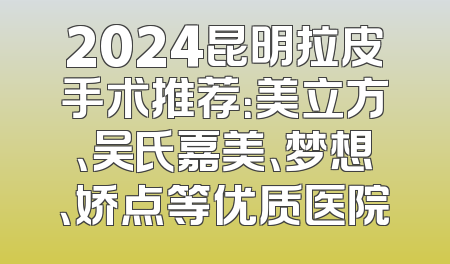 2024昆明拉皮手术推荐：美立方、吴氏嘉美、梦想、娇点等优质医院