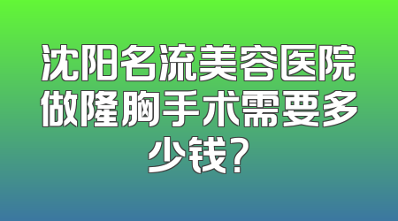 沈阳名流美容医院做隆胸手术需要多少钱？