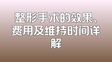 整形手术的效果、费用及维持时间详解