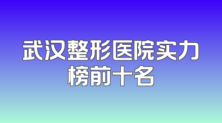 武汉整形医院实力榜前十名