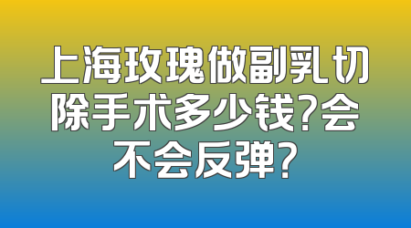 上海玫瑰做副乳切除手术多少钱？会不会反弹？