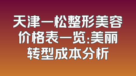 天津一松整形美容价格表一览：美丽转型成本分析