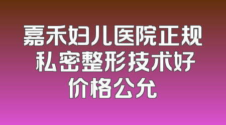 嘉禾妇儿医院正规 私密整形技术好价格公允