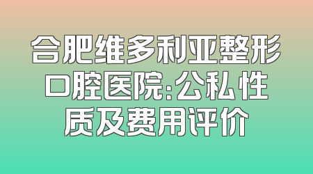 合肥维多利亚整形口腔医院：公私性质及费用评价