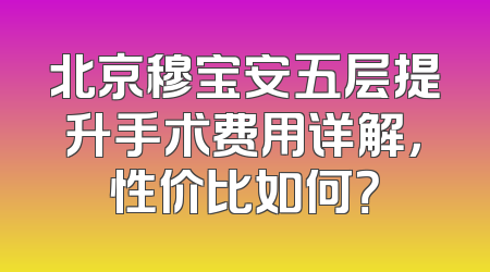 北京穆宝安五层提升手术费用详解，性价比如何？