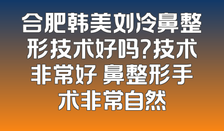 合肥韩美刘冷鼻整形技术好吗？技术非常好 鼻整形手术非常自然