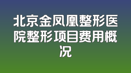 北京金凤凰整形医院整形项目费用概况