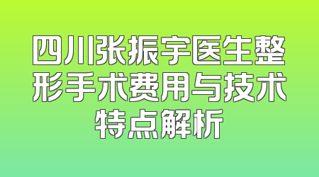 四川张振宇医生整形手术费用与技术特点解析