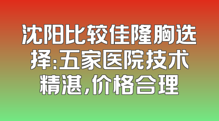 沈阳比较佳隆胸选择：五家医院技术精湛，价格合理