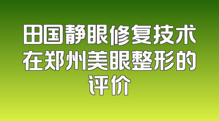 田国静眼修复技术在郑州美眼整形的评价