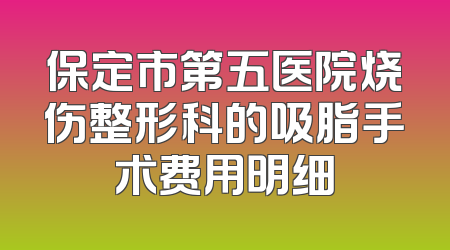 保定市第五医院烧伤整形科的吸脂手术费用明细