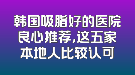韩国吸脂好的医院良心推荐，这五家本地人比较认可