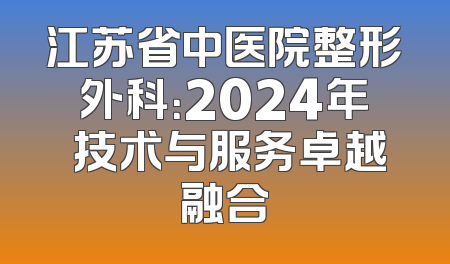 江苏省中医院整形外科：2024年 技术与服务卓越融合
