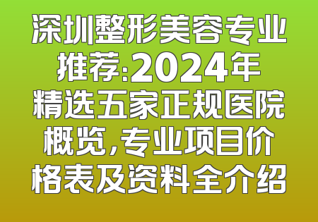 深圳整形美容专业推荐：2024年精选五家正规医院概览，专业项目价格表及资料全介绍