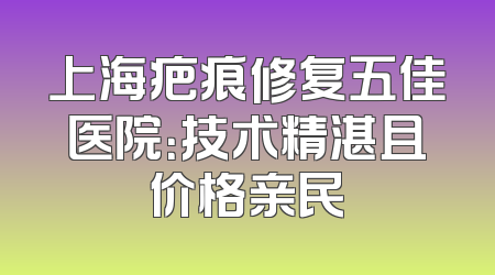 上海疤痕修复五佳医院：技术精湛且价格亲民