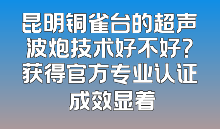 昆明铜雀台的超声波炮技术好不好？获得官方专业认证 成效显着