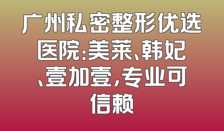广州私密整形优选医院：美莱、韩妃、壹加壹，专业可信赖