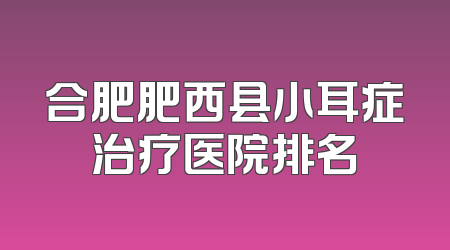 合肥肥西县小耳症治疗医院排名