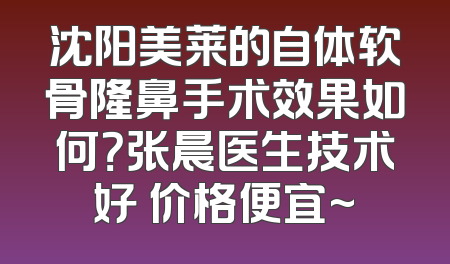 沈阳美莱的自体软骨隆鼻手术效果如何？张晨医生技术好 价格便宜~