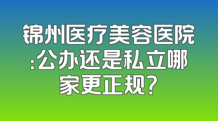 锦州医疗美容医院：公办还是私立哪家更正规？