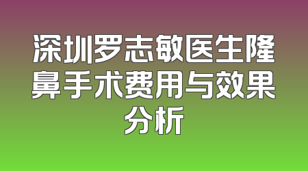 深圳罗志敏医生隆鼻手术费用与效果分析