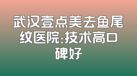 武汉壹点美去鱼尾纹医院：技术高口碑好