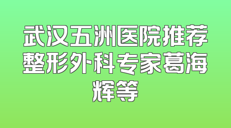 武汉五洲医院推荐整形外科专家葛海辉等