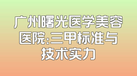 广州曙光医学美容医院：三甲标准与技术实力