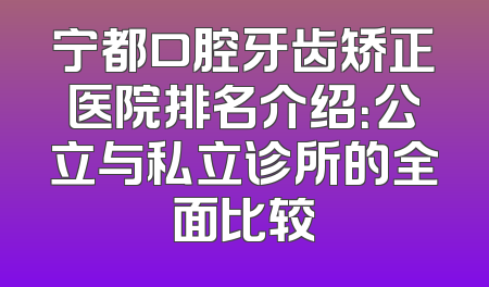 宁都口腔牙齿矫正医院排名介绍：公立与私立诊所的全面比较