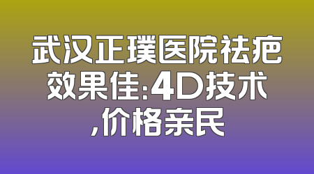 武汉正璞医院祛疤效果佳：4D技术，价格亲民