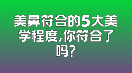 美鼻符合的5大美学程度，你符合了吗？