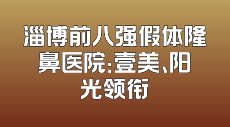淄博前八强假体隆鼻医院：壹美、阳光领衔