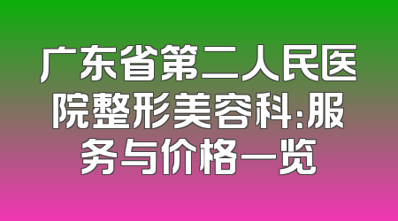 广东省第二人民医院整形美容科：服务与价格一览
