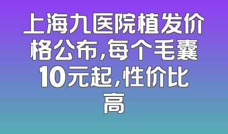 上海九医院植发价格公布，每个毛囊10元起，性价比高