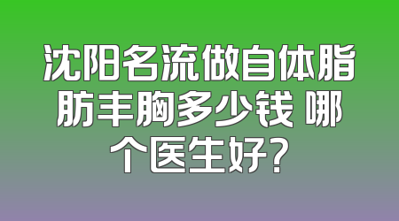 沈阳名流做自体脂肪丰胸多少钱 哪个医生好？