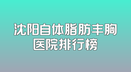 沈阳自体脂肪丰胸医院排行榜