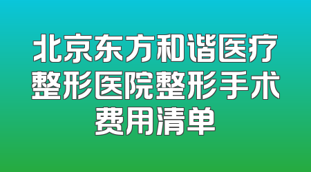 北京东方和谐医疗整形医院整形手术费用清单