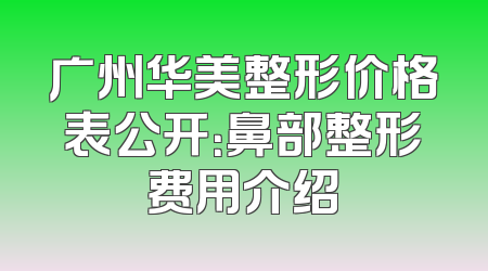 广州华美整形价格表公开：鼻部整形费用介绍