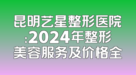 昆明艺星整形医院：2024年整形美容服务及价格全