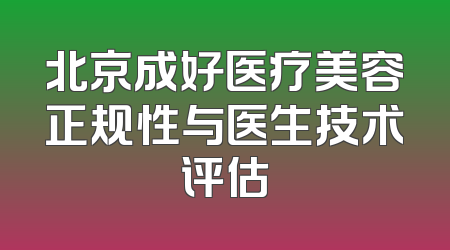 北京成好医疗美容正规性与医生技术评估