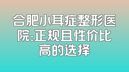 合肥小耳症整形医院：正规且性价比高的选择