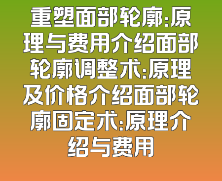 重塑面部轮廓：原理与费用介绍面部轮廓调整术：原理及价格介绍面部轮廓固定术：原理介绍与费用