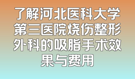 了解河北医科大学第三医院烧伤整形外科的吸脂手术效果与费用
