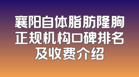 襄阳自体脂肪隆胸正规机构口碑排名及收费介绍
