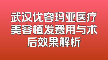 武汉优容玛亚医疗美容植发费用与术后效果解析