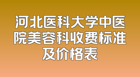 河北医科大学中医院美容科收费标准及价格表
