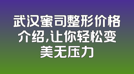 武汉蜜司整形价格介绍，让你轻松变美无压力